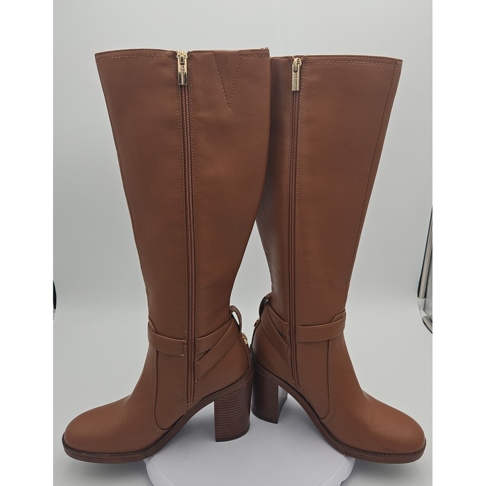 Tommy Hilfiger TWOPHALE W/8 Natural Brown Tall Knee High Heel Riding Vegan *EUC - Picture 8 of 16